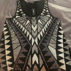 NWT Express black tank top w sequins design